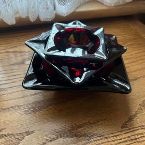 Ruby Red Glass Ashtray 3 piece Stacking Set Cigar Ashtray